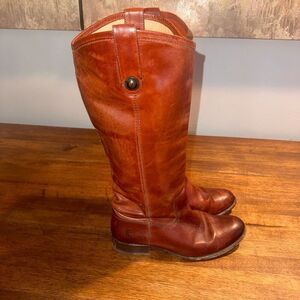 Frye Melissa Button Women's Riding Boots Extended/Wide Calf in Brown size 6.5
